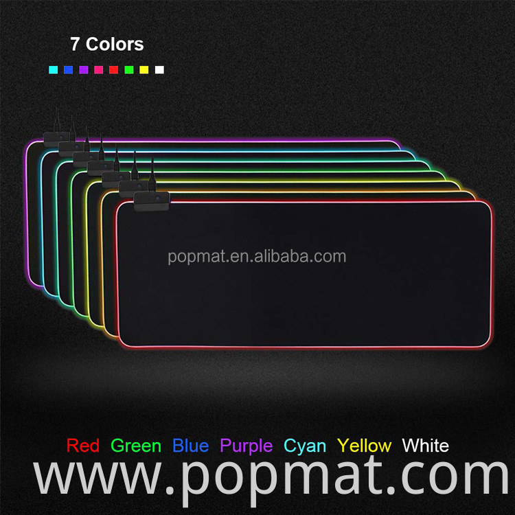 High quality Anti-slip rubber base USB luminous mouse pads customized gaming LED mouse pads